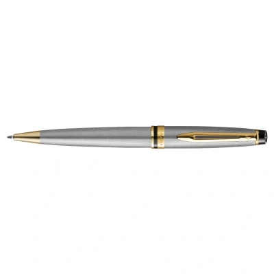 Abbildung von Waterman Expert Kugelschreiber Edelstahl mit Zierteile aus 23 K Gold Mittlere Spitze Blaue Tinte Geschenkbox