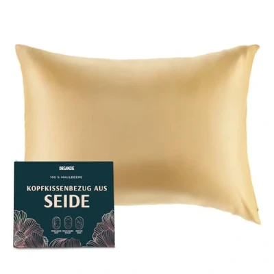 Abbildung von Dreamzie Seidenkissenbezug 50x70 cm für Haar und Haut, Kissenbezüge Seide 19 Momme (Gold, 1 Stück)