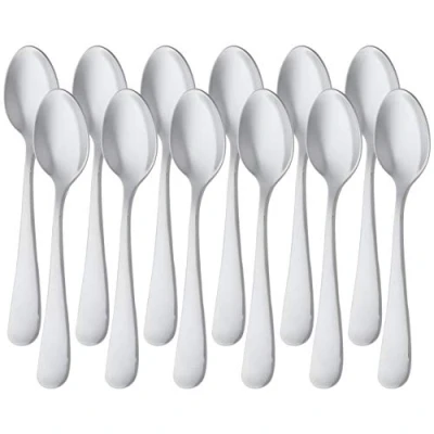 Abbildung von Amazon Basics Kaffeelöffel aus Edelstahl, Rundkanten Design, 12er Pack, Silber