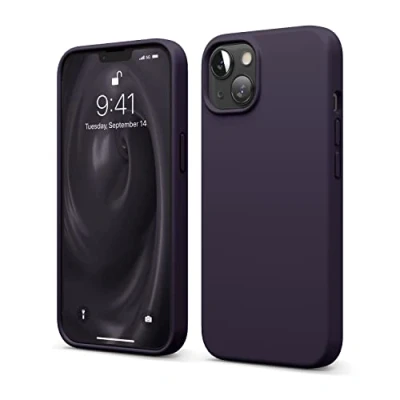 Abbildung von elago Liquid Silicone Case Kompatibel mit iPhone 13 Hülle (6,1&quot;), Hochwertiges Silikon, Rundumschutz Handyhülle : 3 Layer Struktur Schutzhülle, Kratzfestes Weiches Mikrofaserfutter (Dunkellila)