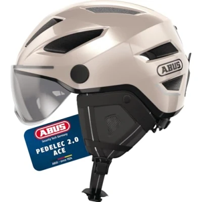 Abbildung von ABUS Stadthelm Pedelec 2.0 ACE Fahrradhelm mit Rücklicht, Visier, Regenhaube, Ohrenschutz für Damen und Herren Gold, Größe L​