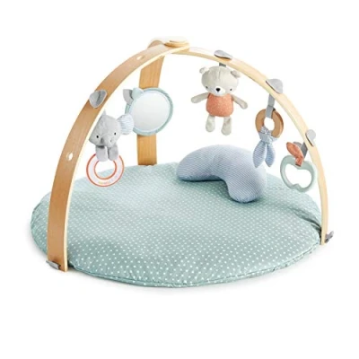 Abbildung von Ingenuity, Cozy Spot Loamy Spielmatte mit Spielbogen aus Holz, Spieldecke abnehmbaren Spielzeugen, Wendedecken, Stützkissen, extra Weich, Maschinenwaschbar, Neutral design, ab der Geburt