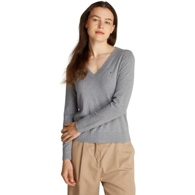 Abbildung von Tommy Hilfiger Stitch Sweater Strickpullover Mid grey, Damen, Größe: Small, grey