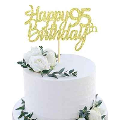 Abbildung von Sumerk 1 Stück Happy 95th Birthday Cake Topper Glitter 95.Geburtstag Tortendeko 95 Geburtstag Geburtstagskerzen für mann frauen