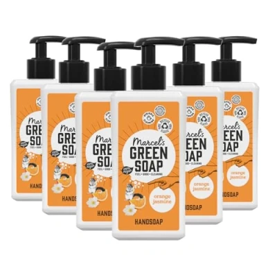 Abbildung von Marcel&#039;s Green Soap Handseife Orange &amp; Jasmin Flüssigseife Spender 100% Umweltfreundlich Vegan 97% Biologisch abbaubar 6er Pack 250 ml