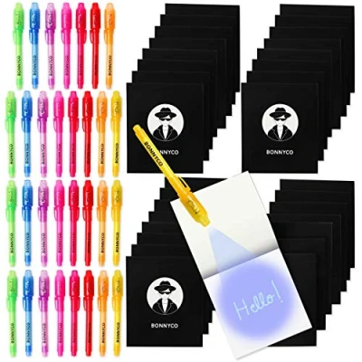 Abbildung von BONNYCO UV Stift und Notizbuch, 32 Stück Mitgebsel Kindergeburtstag Jungen &amp; Mädchen Gastgeschenke, Adventskalender Inhalt kleine Geschenke für Kinder Mini