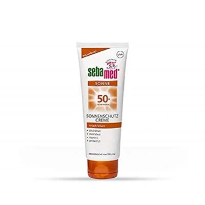 Abbildung von Sebamed Sonnenschutzcreme mit Lichtschutzfaktor 50+, täglicher wasserfester Sonnenschutz dem pH Wert 5,5, für das Gesicht, ohne Mikroplastik, 75 ml
