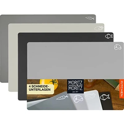 Abbildung von Moritz &amp; 4x Schneidematte Küche 28 x 38 cm Schneideunterlage für schnelles Arbeiten Schneidebrett Kunststoff Flexibel
