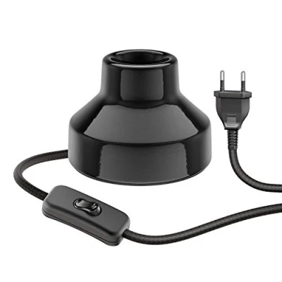 Abbildung von ledscom.de Tischlampe TIX, Schalter, Porzellan, schwarz, 1x E27 max. 300W, Tischleuchte, Nachttischlampe, Nachttischleuchte, Nachtlicht, Porzellan Lampe, Porzellanleuchte, Keramiklampe