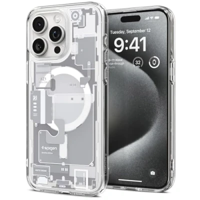 Abbildung von Spigen für iPhone 15 Pro Max Ultra Hybrid MagFit Hülle [Anti Yellowing] Case Handyhülle Transparent Dünn Slim Kompatibel mit MagSafe Zero One White
