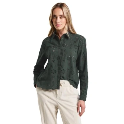 Abbildung von Street One Damen A345738 Hemdbluse mit Lochstickerei, Mid Green, 42
