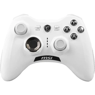 Abbildung von MSI FORCE GC30 V2 WHITE Kabelloser PC Gamepad Controller 2,4 GHz, 600mAh Li Ion Akku, austauschbare D Pad Abdeckungen, zwei Vibrationsmotoren, USB 2.0 weiß, kabelgebunden/kabellos
