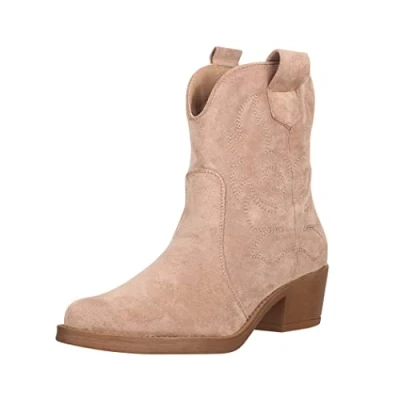 Abbildung von Elara Damen Stiefeletten Cowboy Boots Chunkyrayan 301 A31S Nude Suede 38