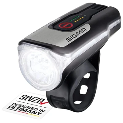 Abbildung von Sigma Aura 80 LED Fahrradlicht Lux StVZO zugelassenes, akkubetriebenes Vorderlicht mit 4 Leuchtmodi 90 m Leuchtweite