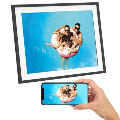 Abbildung von AGFA Photo Digitaler Fotorahmen 17 Zoll Hohe Auflösung, mit Touchscreen, WLAN, 32 GB Speicher, sofortigem Teilen von Fotos und Videos Modell Realiview Schwarz