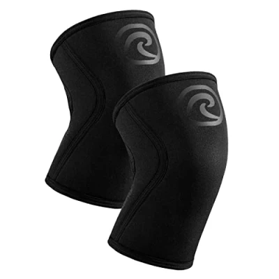 Abbildung von Rehband Kniebandage Kraftsport, Kniestütze für Cross Fit &amp; schweres Training, Knee Sleeve aus 5 mm Neopren, in vielen Farben Größen, Unisex, Farbe:Carbon/Schwarz 1 Paar, Größe:XS