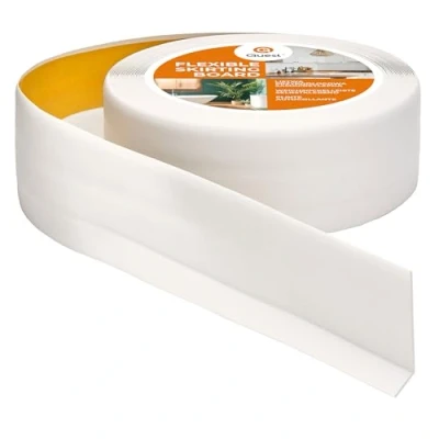 Abbildung von Quest Weichsockelleiste Selbstklebend 50 mm x 20 Sockelleiste PVC, Flexible Abschlussleiste, Knickleiste für Küche, Badezimmer, Wand, Boden Dekorativ, UV Beständig 5 Meter, Weiß