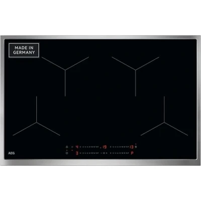Abbildung von AEG Induktionskochfeld autark 80cm Made in Germany 4 Flex Zonen mit Powerfunktion 14 Stufen SuperFlat Rahmen Timer Touch Bedienung kompatibel Haubenautomatik /TO84IA0FXB