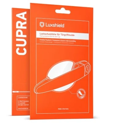 Abbildung von Luxshield Auto Türgriff Schutzfolie Griffmulde für Cupra Born I 2021 2024 Kratzschutz, Lackschutzfolie Transparent glänzend