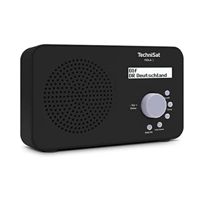 Abbildung von TechniSat VIOLA 2 tragbares DAB Radio (DAB+, UKW, Lautsprecher, Kopfhöreranschluss, zweizeiliges Display, Tastensteuerung, klein, 1 Watt RMS) schwarz