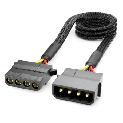 Abbildung von deleyCON 60cm 4 Pin Molex Verlängerungskabel MXI Stromversorgung für PC Komponenten Stecker auf Buchse Schwarz