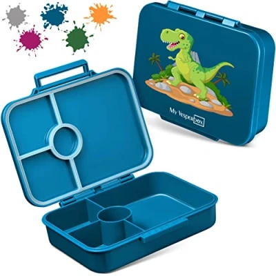 Abbildung von My Vesperbox Bia Bento Box Kinder NEU VERSTÄRKTE VERSCHLÜSSE Auslaufsicher &amp; BPA Frei extrem robust Lunchbox Brotdose ideal für Kindergarten und Schule...(Petrol T Rex)