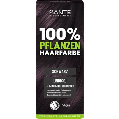 Abbildung von SANTE Naturkosmetik 100% Pflanzenhaarfarbe Pulver 05 Schwarz, vegane Haar Coloration mit Indigo, langanhaltendes natürliche Grauabdeckung &amp; Glanz, 3 Fach Pflegekomplex, 100g