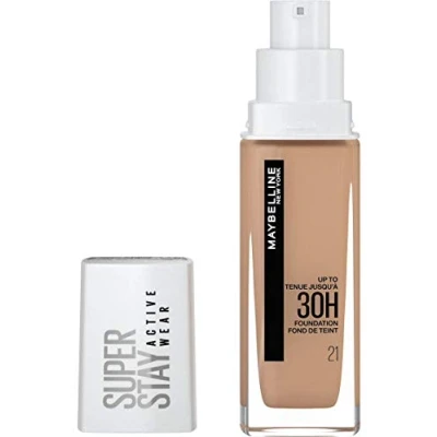 Abbildung von Maybelline New York Flüssiger Teint, langanhaltend, ohne Übertragung, hohe Deckkraft Superstay Active Wear 30h Farbton Nude Beige (21), Inhalt: 30 ml