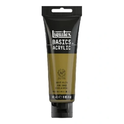Abbildung von Liquitex 8870049 Basics Acrylfarbe, monopigmentierte Künstlerpigmente, lichtecht, mittlere Viskosität, Archivqualität, seidenglänzender Finish, 118ml Tube Bronzegelb, Acrylfarbe