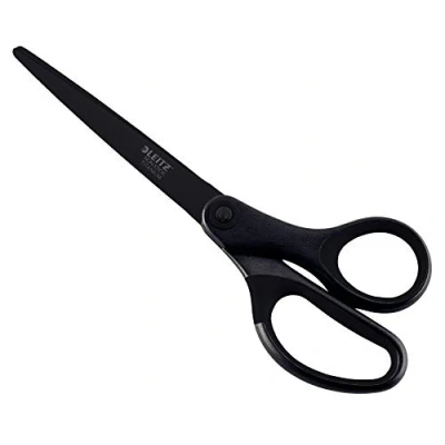Abbildung von Leitz Schere Titan Anti Haft, Hochwertige Haushaltsschere mit ergonomischem Griff, Klingen aus rostfreiem Stahl, Für zu Hause, Büro und Schule, Länge 18 cm, Schwarz, 54196095