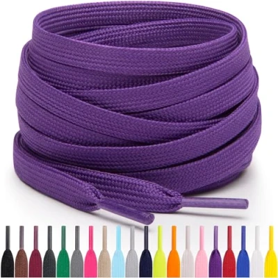 Abbildung von Miscly Flache Schnürsenkel, in verschiedenen Längen und Farben erhältlich (114 cm, Violett)