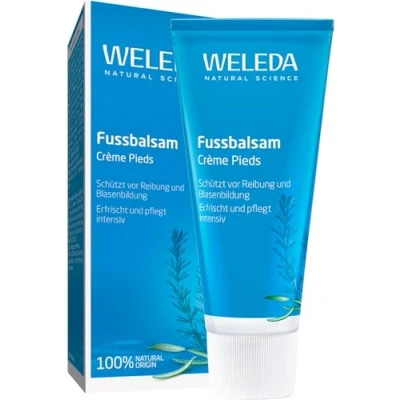 Abbildung von WELEDA Bio Fußbalsam, Naturkosmetik Fußpflege zur Vorbeugung und Behandlung von Hornhaut, Fußcreme Schrundensalbe Pflege beanspruchter trockener Füße (1 x 75 ml)