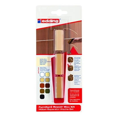 Abbildung von edding 8901 Möbel Reparatur Wachs Set buche ahorn zum Auffüllen und Reparieren von Kratzern Löchern auf Möbeln anderen Holzoberflächen