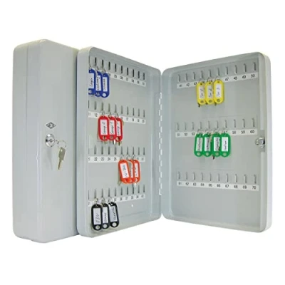 Abbildung von Wedo 10256537X Schlüsselschrank (für 70 Schlüssel, pulverbeschichtetes Stahlblech 28 x 6 37 cm, Sicherheitsschloß inklusive 2 Schlüssel) lichtgrau