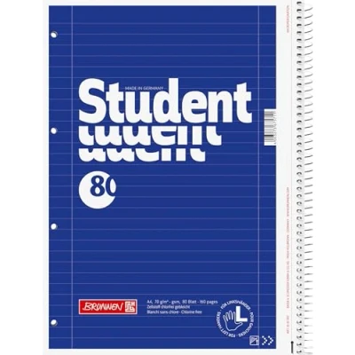Abbildung von Brunnen 1067907 Notizblock / Collegeblock Student (für Linkshänder, A4, liniert, Lineatur 27, 70 g/m², 80 Blatt mit Spirale rechts)