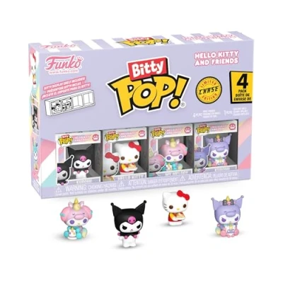 Abbildung von Funko Bitty Pop! Sanrio Kuromi 4PKund eine Überraschungs Mini Figur 0.9 Inch (2.2 cm) Hello Kitty Sammlerstück Stapelbares Display Regal Inklusive Geschenkidee Party Tüten Strumpf