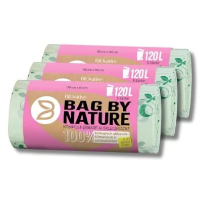 Abbildung von 120L Biomüllsäcke für Biotonne: 15 Müllsäcke, Made in Germany, 100% kompostierbar und biologisch abbaubar 6 Wochen, klimaneutral, reißfeste Bioabfallsäcke, auch als 240L Abfallsäcke