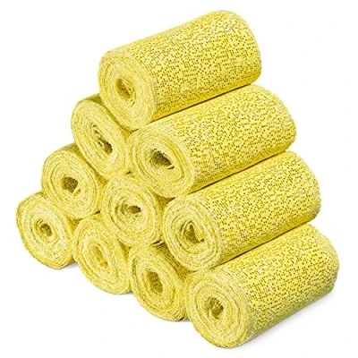 Abbildung von Navaris 10x Babybauch Gipsbinden Gipsabdruck Binden Set 10 x 300cm Gips Abdruck Bandagen zum Basteln Gipsbänder für Baby Bauch Gelb