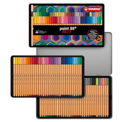 Abbildung von Fineliner STABILO point 88 ARTY 66er Metalletui mit 65 verschiedenen Farben