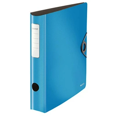 Abbildung von Leitz Qualitäts Ordner 180 Active Solid, A4, Schmal, Abgerundeter Rücken, 6,5 cm breit, Gummibandverschluss, Leichtes Polyfoam, Plastik Ordner, Hellblau, 10481030