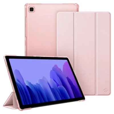 Abbildung von Fintie Hülle für Samsung Galaxy Tab A7 10.4 2022/2020, Ultradünn Schutzhülle mit transparenter Rückseite und Auto Schlaf/Wach Funktion, Roségold