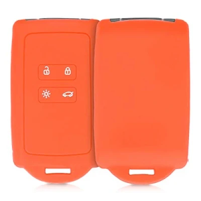 Abbildung von kwmobile Autoschlüssel Hülle kompatibel mit Renault 4 Tasten Smartkey (nur Keyless Go) Silikon Schutzhülle Schlüsselhülle Cover in Orange