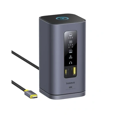 Abbildung von Baseus Spacemate Displaylink Docking Station USB C 11 in 1, 3 Monitore 4K, 10Gbps C/A, 100W PD, Ethernet, Audio, für M1/M2/M3/Win und MacOS