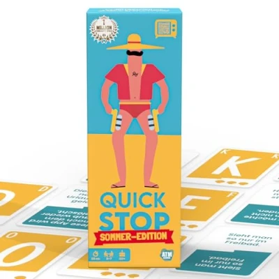 Abbildung von ATM Gaming Quickstop Das Buchstaben Duell Sommer Edition Kartenspiel für Jugendliche und Erwachsene Schnell Verrückt 2 bis 7 Spieler ab 10 Jahren Reisespiel