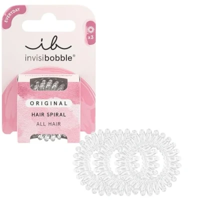 Abbildung von invisibobble Original Crystal Clear Haargummi durchsichtig Ohne Abdrücke, hoher, starker Halt für Damen, Herren &amp; Mädchen, wasserabweisend ideal Hochsteckfrisuren, 3 Stück