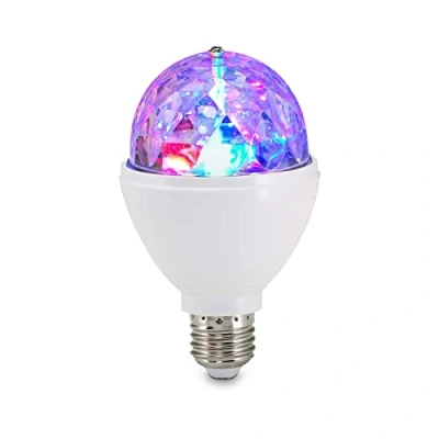 Abbildung von Briloner Leuchten 0528 003 LED Partylicht, Disco Lichteffekte, selbstdrehend, Farbwechsel, Leuchtmittel, Birne 3 W, für alle Lampen mit E27 Fassung, Kunststoff, 7.3 x 12.9 cm, Weiß