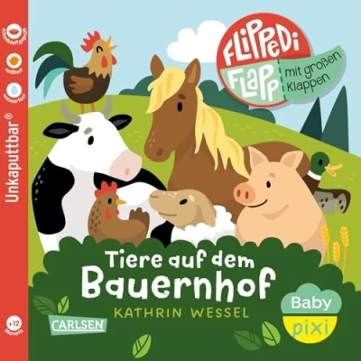 Abbildung von Baby Pixi (unkaputtbar) 141: Flippediflapp: Tiere auf dem Bauernhof: mit extragroßen Klappen Babybuch und Gucklöchern ab 12 Monaten auch als Badebuch geeignet (141)