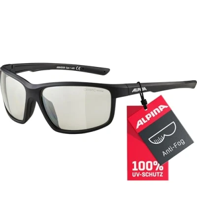 Abbildung von ALPINA DEFEY Verspiegelte und Bruchsichere Sport &amp; Fahrradbrille Mit 100% UV Schutz Für Erwachsene, black matt, One Size