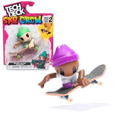 Abbildung von Tech Deck Sk8 Crew, Fingerboard mit Cooler Skater Figur, Figur abnehmbar und kompatibel Anderen Fingerboards, ab 5 Jahren (Sortiert, Zufallsauswahl)