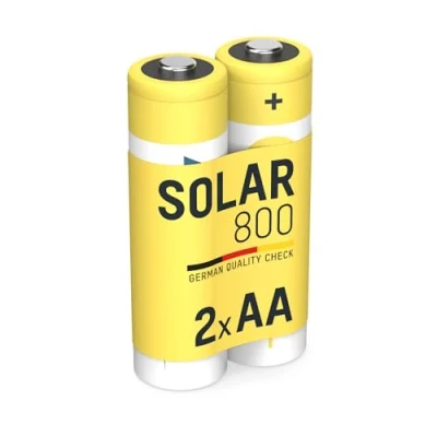 Abbildung von ANSMANN Solar Akku Mignon AA 800 mAh NI MH 1,2V, 2 Stück, LR06, wiederaufladbar, ideal für Solarlampen, Solarlichterketten, Solarbrunnen, Ersatzakku